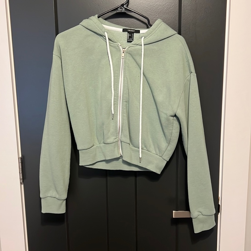 Forever 21 cropped green jacket
